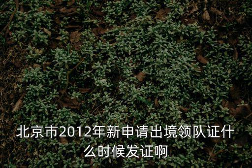 成都市領隊證，北京市2012年新申請出境領隊證什么時候發證啊