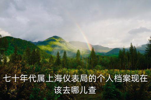 七十年代屬上海儀表局的個人檔案現在該去哪兒查