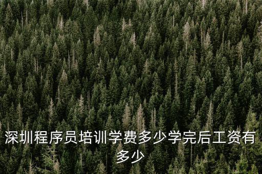 深圳程序員培訓學費多少學完后工資有多少