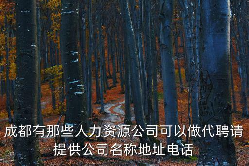 成都市區的人力資源公司中介，成都人力資源服務公司排名