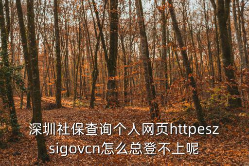 深圳社保查詢個人網頁httpeszsigovcn怎么總登不上呢