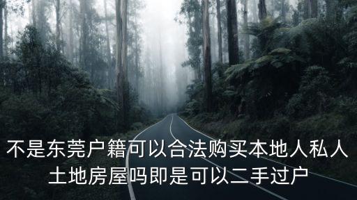 不是東莞戶籍可以合法購買本地人私人土地房屋嗎即是可以二手過戶