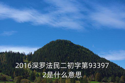 2016深羅法民二初字第933972是什么意思