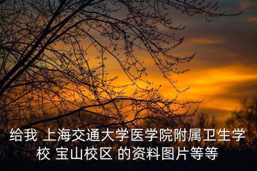 給我 上海交通大學醫學院附屬衛生學校 寶山校區 的資料圖片等等