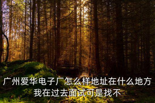 廣州愛華電子廠怎么樣地址在什么地方我在過去面試可是找不