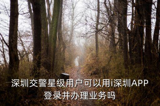 深圳交警星級(jí)用戶可以用i深圳APP登錄并辦理業(yè)務(wù)嗎