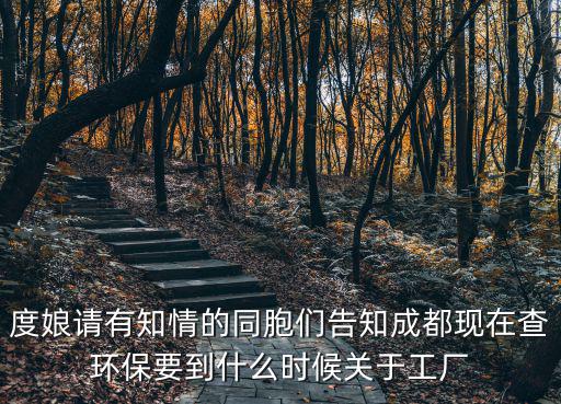 度娘請(qǐng)有知情的同胞們告知成都現(xiàn)在查環(huán)保要到什么時(shí)候關(guān)于工廠
