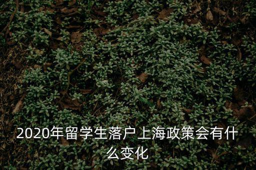 2020年留學生落戶上海政策會有什么變化