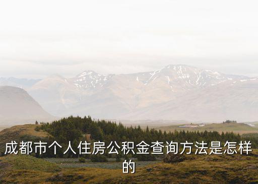 成都市個人住房公積金查詢方法是怎樣的