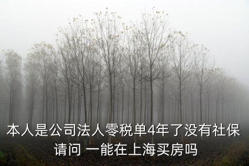 本人是公司法人零稅單4年了沒有社保 請問 一能在上海買房嗎