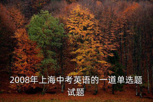 2008年上海中考英語(yǔ)的一道單選題試題