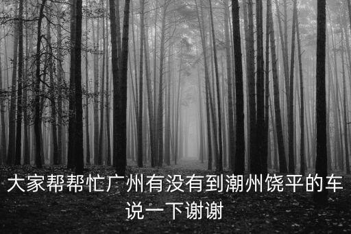 大家?guī)蛶兔V州有沒有到潮州饒平的車說一下謝謝