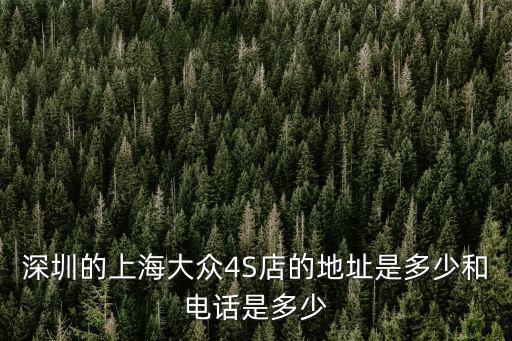 深圳的上海大眾4S店的地址是多少和電話是多少