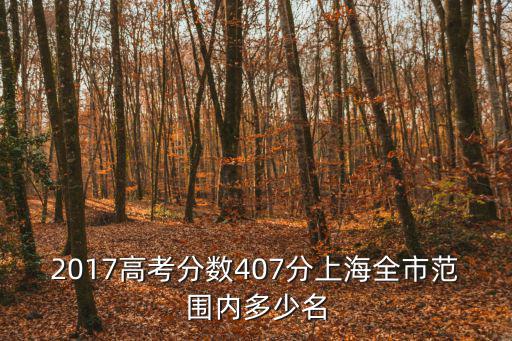 2017高考分數407分上海全市范圍內多少名