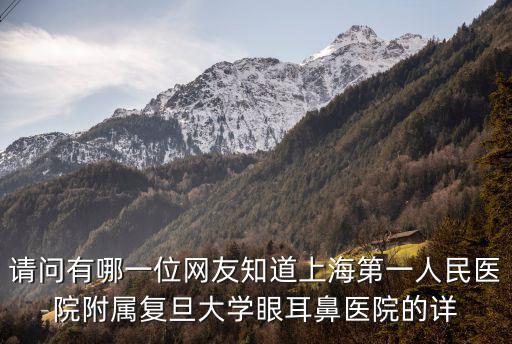 請問有哪一位網友知道上海第一人民醫院附屬復旦大學眼耳鼻醫院的詳
