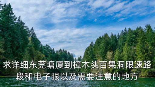 求詳細東莞塘廈到樟木頭百果洞限速路段和電子眼以及需要注意的地方