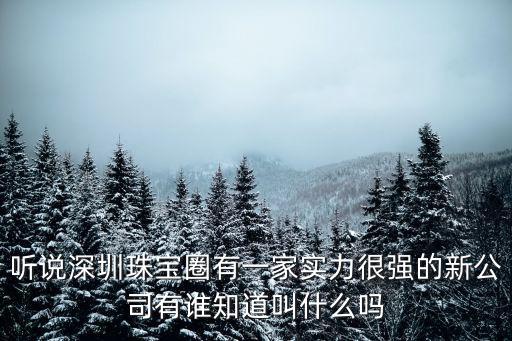 聽說深圳珠寶圈有一家實力很強的新公司有誰知道叫什么嗎
