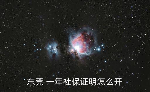 東莞 一年社保證明怎么開