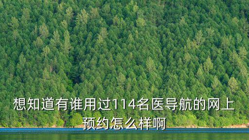想知道有誰用過114名醫(yī)導(dǎo)航的網(wǎng)上預(yù)約怎么樣啊