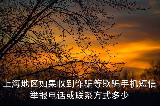 上海地區如果收到詐騙等欺騙手機短信舉報電話或聯系方式多少