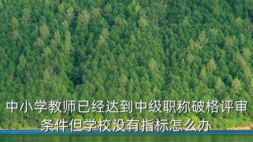 中小學教師已經達到中級職稱破格評審條件但學校沒有指標怎么辦