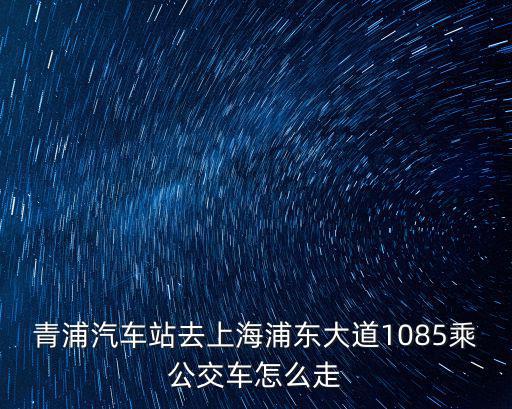 青浦汽車站去上海浦東大道1085乘公交車怎么走
