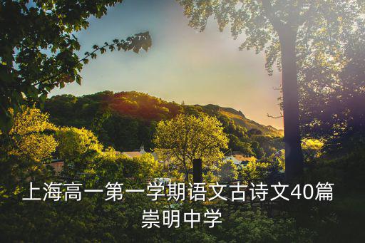 上海高一第一學(xué)期語(yǔ)文古詩(shī)文40篇 崇明中學(xué)