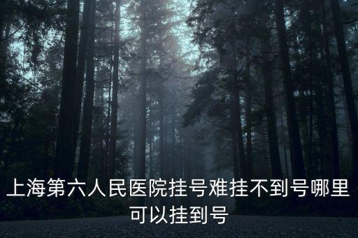 上海第六人民醫院掛號難掛不到號哪里可以掛到號