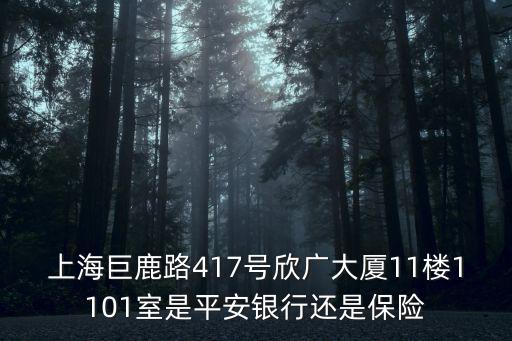 上海市巨鹿路417號，上海巨鹿路417號欣廣大廈11樓1101室是平安銀行還是保險
