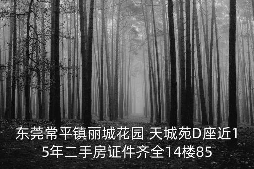 東莞常平鎮麗城花園 天城苑D座近15年二手房證件齊全14樓85