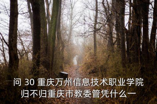 問 30 重慶萬州信息技術職業學院歸不歸重慶市教委管憑什么一