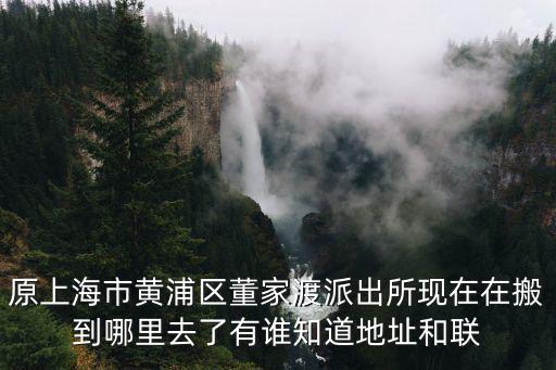 原上海市黃浦區(qū)董家渡派出所現(xiàn)在在搬到哪里去了有誰(shuí)知道地址和聯(lián)