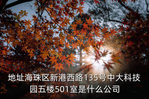 地址海珠區新港西路135號中大科技園五樓501室是什么公司