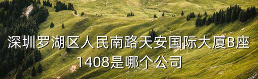 深圳羅湖區人民南路天安國際大廈B座1408是哪個公司