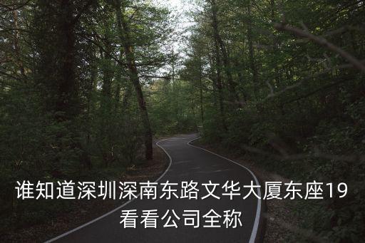 誰知道深圳深南東路文華大廈東座19看看公司全稱