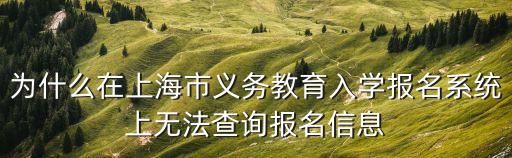 為什么在上海市義務教育入學報名系統上無法查詢報名信息