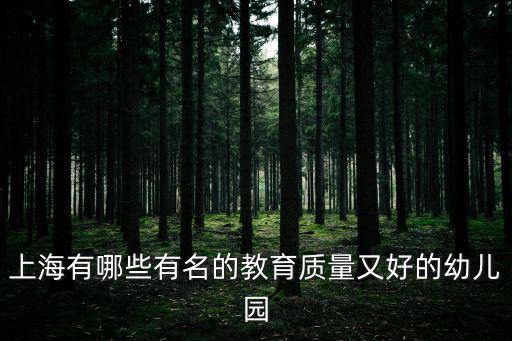 上海有哪些有名的教育質(zhì)量又好的幼兒園