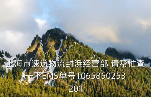 上海市速遞物流封浜經營部 請幫忙查一下EMS單號1065850253201