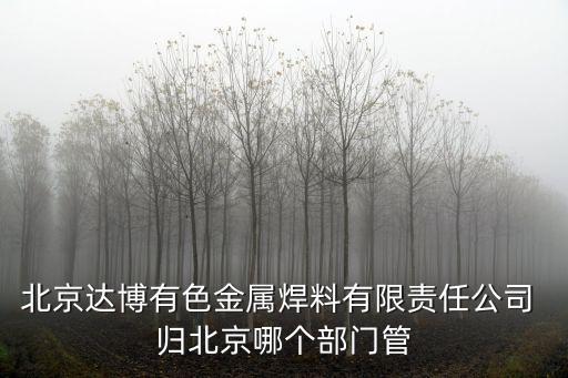 北京達(dá)博有色金屬焊料有限責(zé)任公司 歸北京哪個部門管
