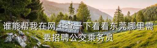 誰能幫我在網上查一下看看東莞哪里需要招聘公交乘務員