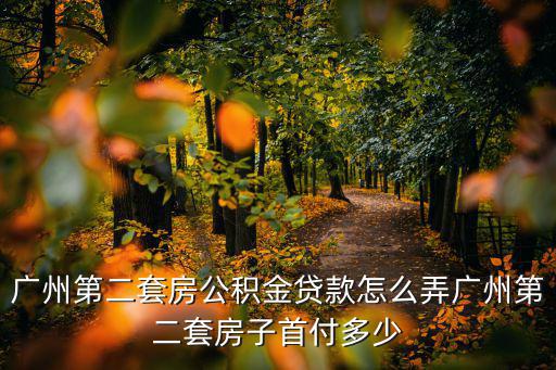 廣州第二套房公積金貸款怎么弄廣州第二套房子首付多少