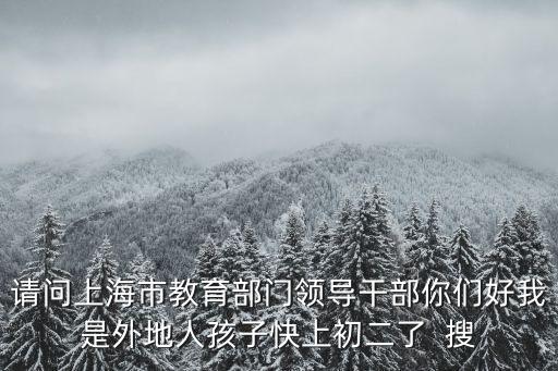 上海市教育評(píng)估院院長(zhǎng)，請(qǐng)問(wèn)上海市教育部門(mén)領(lǐng)導(dǎo)干部你們好我是外地人孩子快上初二了  搜