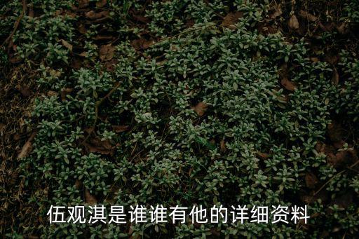 伍觀淇是誰誰有他的詳細資料