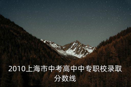 2010上海市中考高中中專職校錄取分?jǐn)?shù)線