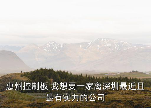 惠州控制板 我想要一家離深圳最近且最有實力的公司