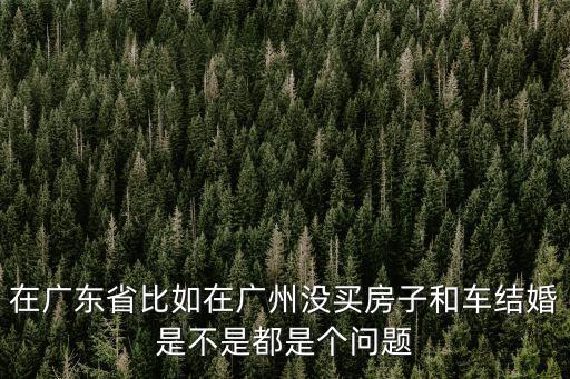 在廣東省比如在廣州沒買房子和車結婚是不是都是個問題