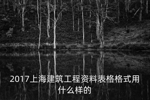 2017上海建筑工程資料表格格式用什么樣的