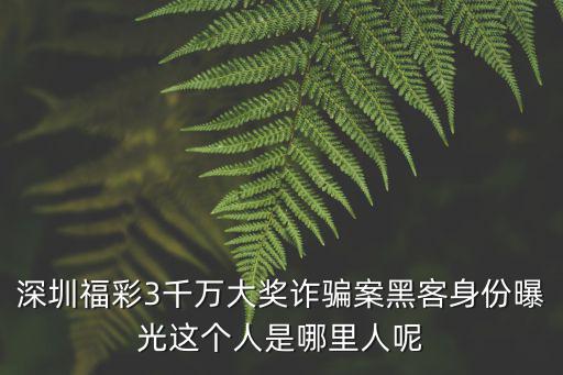 深圳福彩3千萬大獎詐騙案黑客身份曝光這個人是哪里人呢