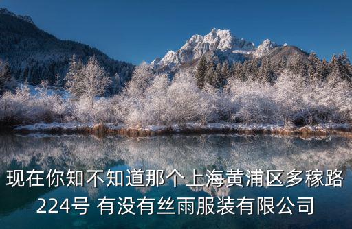 現在你知不知道那個上海黃浦區多稼路224號 有沒有絲雨服裝有限公司