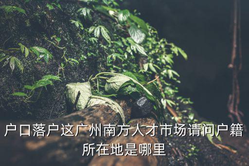 戶口落戶這廣州南方人才市場請問戶籍所在地是哪里